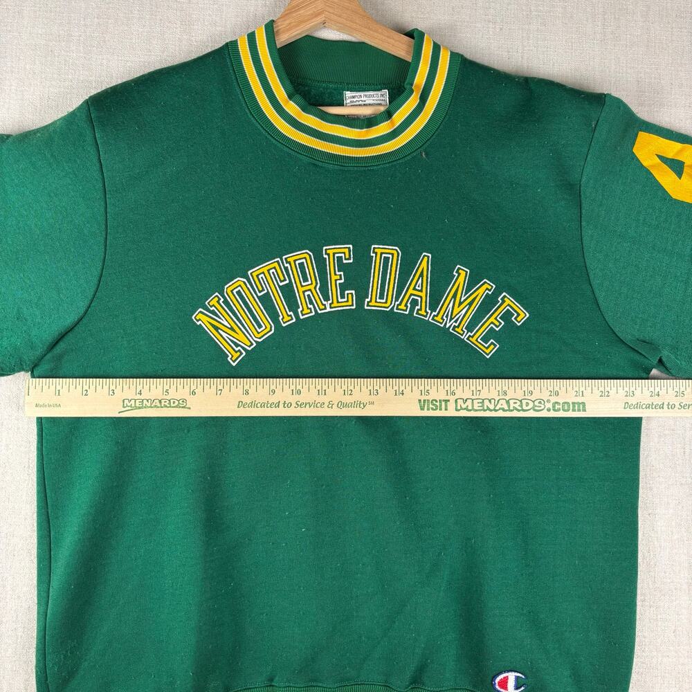 Vintage Notre Dame Champion Products 1960s Nylon Varsity Rare Green XL Sweater - Picture 8 of 9